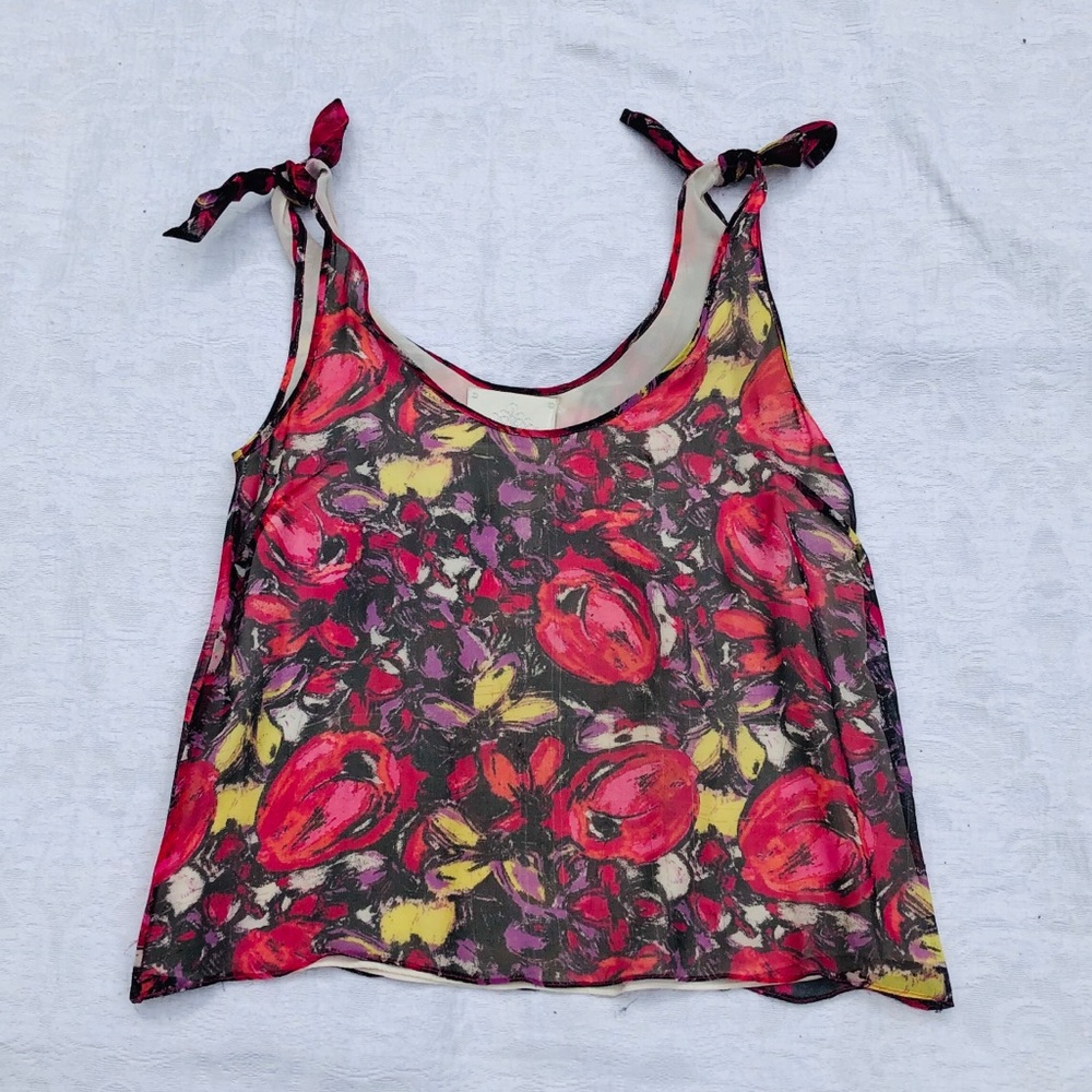 MADISON MARCUS**Floral Chiffon Top 100% Silk